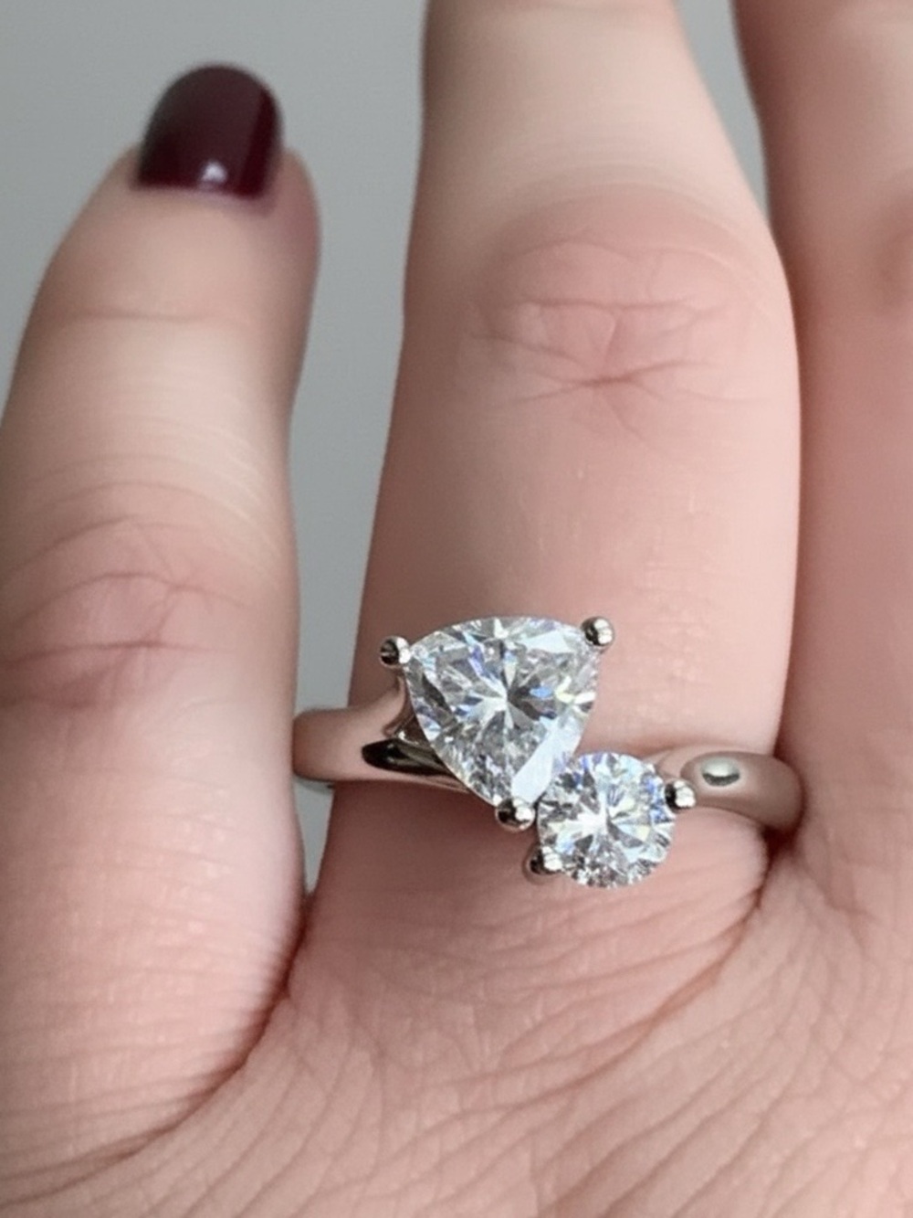 Sterling Silver 2 Stone Ring Size 10 - Picture 3 of 12